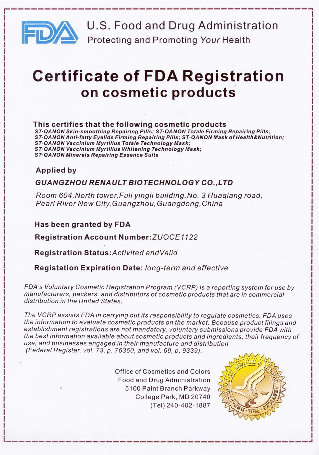 FDA Certificated 