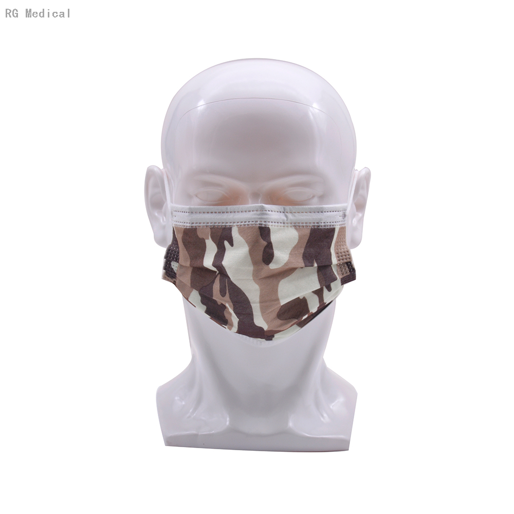 disposable 3 ply Brown clilnical face mask Camouflage cover