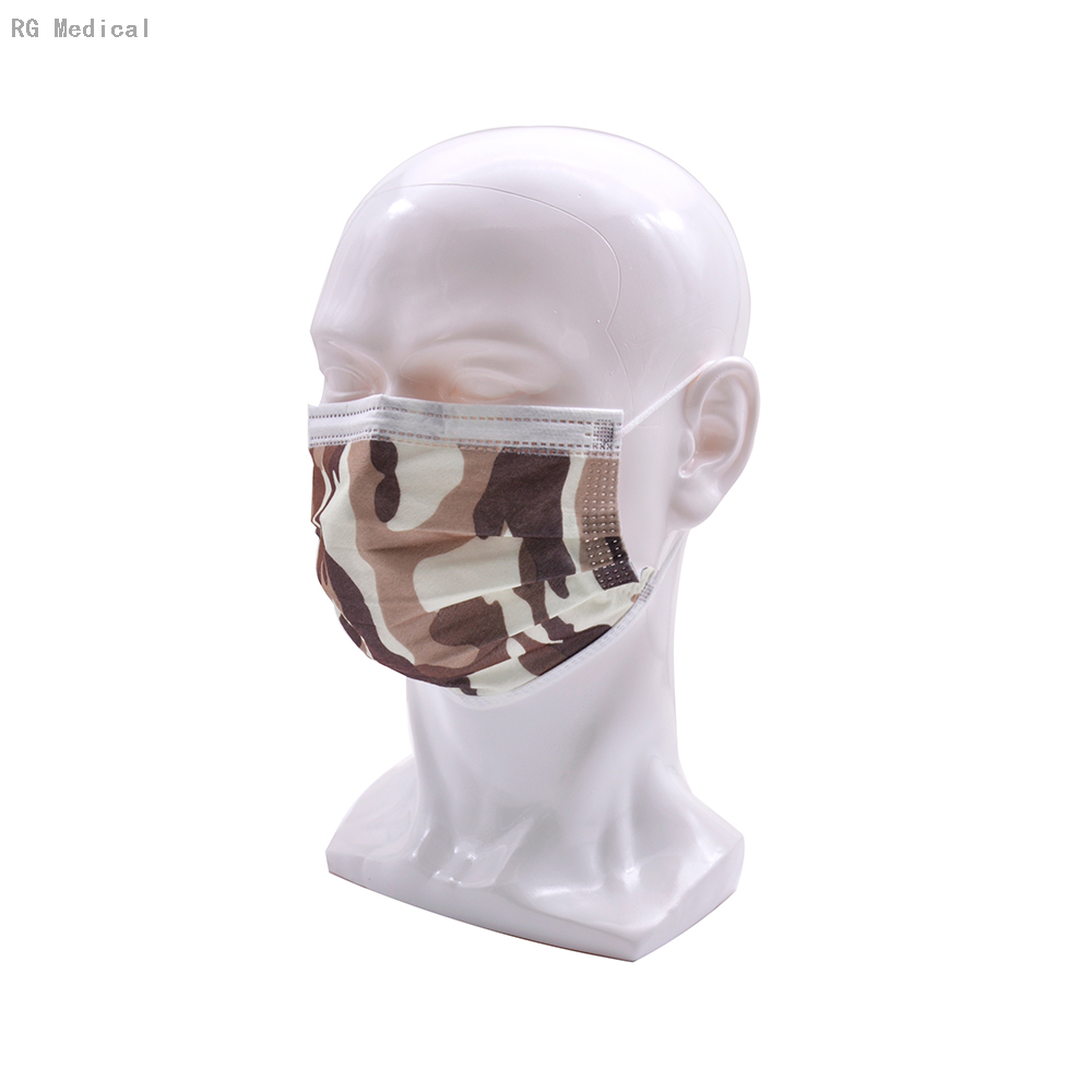disposable 3 ply Brown face mask Camouflage cover